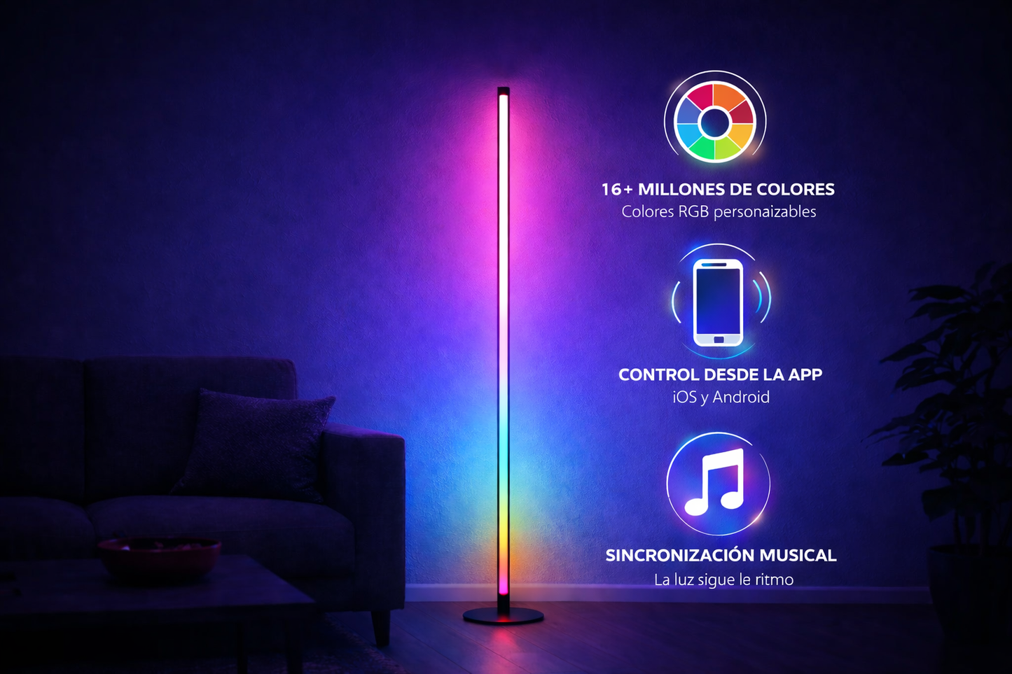 Lámpara de Esquina RGB Inteligente – 16 Millones de Colores
